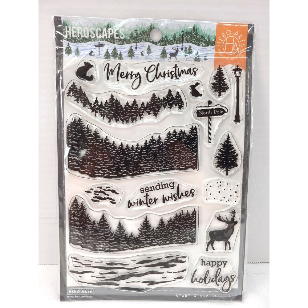Hero Arts CM491 Winter Woods HeroScape Clear Stamp Set Scrapbook Supplies